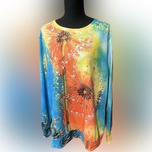 Amazon Women’s Long Sleeve Shirt 3X, Runs Small, NWOT, Dandelions Bright